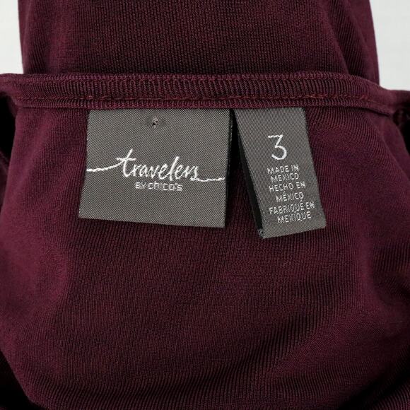 Chicos Traveler Top 3 Womens XL Plum Purple Slinky Stretch Knit Pullover Blouse - Picture 3 of 13
